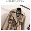 Designers S - 4XL Printemps Angleterre Style Femmes Coupe-Vent Lâche Moyen et Long Élégant Ceinture Manteau Femme Casual Long Trench Coat