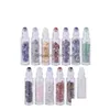 Packing Bottles Wholesale 10Ml Essential Oil Roll-On Bottles Glass Roll On Per Bottle With Crushed Natural Crystal Quartz Stone Roller Dh46G