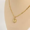 Collier cd trèfle à quatre feuilles pendentif colliers femmes chaîne à maillons cubains chaînes de bijoux de créateur coeur chromé pierres de cristal de coco pe3017