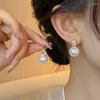 Studörhängen Korea Design Fashion Jewelry 14K Gold Plated Square Zircon Pearl Simple Elegant Women's Daily Work Accessories