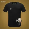 PP Fashion Men's Designer Slim Fit T-shirt Summer Strass Casual Chemise à col rond T-shirt Skulls Imprimer Col Streetwear Polos2528
