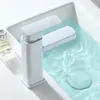 Bathroom Sink Faucets White Faucet Deck Mounted & Cold Water Mixer Square Wash Basin Tap Lavatory Toilet Kitchen Modern Valve