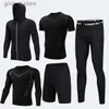 Trainingspakken voor heren Trainingssportkleding voor heren Fitnesscompressiesportkleding Joggen Strakke sportkleding Sneldrogende sportkleding Q231025