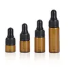 2ml 3ml 5 ml mini bursztynowy szklany butelka butelka próbka olejku eterycznego Perfume Perfume Tiny Portable Butelki MLSNA