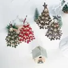 Weihnachtsdekorationen DIY Pentagon-Schneebaum zum Aufhängen 3D-Holzdekoration Ornamente Basteln 12 Stück Mini-Anhänger 231025