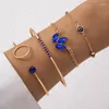 Strand Fashion Veelzijdige Blauwe Steen Vlinderbloemblaadje Armband Set Licht Luxe Open Vierdelige Voor Vrouwen 24461