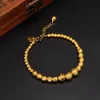 17 cm 4 cm Allunga la sfera del braccialetto delle donne 24k reale solido oro giallo perline tonde bracciali gioielli catena a mano cuore tapestried283y