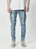 Jeans voor heren 2023 Street Small Feet Slim Body Hole Multi-Pocket Leisure Cargo Denim P Ants