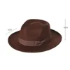 Szerokie brzegowe czapki wiadra moda mężczyźni fedoras hat jazz z muszką elegancką wiosenną czarną wełnianą mieszankę czapkę na zewnątrz odczuwali 231025
