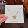 Pendant Necklaces 3D Queen's Crown Zircon Chain Necklace Nimble Mother's Day Woman Wedding Family Friend Jewelry