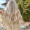 Brazillian Human Hair Full Body Wave Spets Front Wigs Blonde Highlights Wig For Women Brown Roots HD Spets Ombre Syntetic Front Wig Preplucked