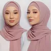 Etnische kleding Instant hijab met kap bevestigd nekbedekking tulband onderdoek motorkap voor dames dames moslim mode hoofddoek hoofddoeken