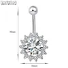 Autre 1PC en acier inoxydable CZ Zircon Fleur Petal Nombel Piercing Crystal Bouton Bouton Body Body NOMBRIL PIRCING NALLALPIERCING2665