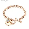 Charme pulseiras de ouro para moda em forma de coração amor presente rosa pulseira de prata jóias charme pulseiras de aço inoxidável aniversário feminino q231025