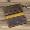 Kartenhalter Vintage Echtes Leder Halter Brieftaschen Männer Frauen ID Fall Männlich Organizer Kleine Haspe Geldbörse Tasche