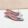 Amina muaddiNoeud papillon talons hauts nouvelles chaussures de mariage en cristal féerique sandales à strass tournesol femmes cache-cœur chaussures simples chaussures pour femmes transparentes