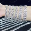 Groothandel 8mm 10 mm 12 mm 14 mm Hip Hop VVS Diamant ketting Bracelet Druppelende zilver Iced Out Cubaanse link Moissanite -ketting