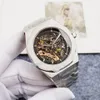 Hoge kwaliteit heren luxe horloge automatisch mechanisch designer horloge 42MM uitgeholde wijzerplaat, roestvrij staal materiaal goud rosé goud kleurenschema