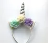 Childrens headban Glitter Metallic Unicorn Headband Girls Chiffon Flowers Hairband For Kids leaf flower Unicorn Horn Party Accessories ZZ