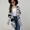 Mulheres malhas moda kintted casacos mulheres camisola cardigan primavera outono crochê solto feminino jumper causal outerwear camuflagem jaquetas