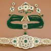Uppsättningar bröllop smycken uppsättningar sunspicems arabisk brud för kvinnor guld färg pärla pärl choker halsband kaftan midje bälte örhänge marocko bro