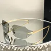 Sonnenbrille für Damen, randlos, einteiliger Spiegel, galvanisierter Spiegel, Beinbrille, SPR A55, Sacoche Trapstar Herren-Designer-Sonnenbrille, Luxusqualität