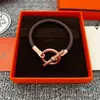 Classic Glenan Leather Copper Charm Lady Sier Ladies Bijoux en or rose Femmes et hommes Bracelet de chaîne de crochet