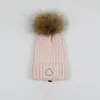 Womens Designer Winter Pompoms Beanie Knitted Woolen Hat Women Chunky Knit Thick Warm Faux Fur Pom Beanies Hats Female Bonnet Pompon Beanie Skull Caps 9colors