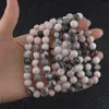 8mm naturlig stenrosa zebra jasper armband ädelsten helande kraftenergibärar elastiska stretch sten runda pärlor armband