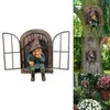 Decoraciones de jardín Estatua de gnomo de jardín travieso Elf Out The Door Tree Hugger Home Yard Decor 231025