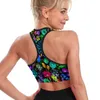 Yoga outfit färgglad blommig tryck kvinnors u hals sport bh glödande trädgård sexig support raceback crop behas fitness runtop