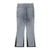 Mens Jeans High Street skarvade fläckiga bläck Micro Flare -byxor för män Cleanfit Casual Washed Baggy Straight Denim Trousers Y2K 231025