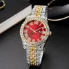 Wristwatches Diamond Men Women Watches Gold Watch Ladies Wrist Watch Luxury Rhinestone Unisex Bracelet Watches Female Clock Relogio Feminino 231025