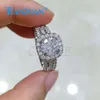 2ct 8mm kudde Moissanite Ring Three Rows Half Band 925 Silver Hip Hop Men Women Diamonds Manliga smycken