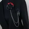 i-Remiel Handmade Korean Rose Flower Tassel Black Brooch Men Lapel Pin Badge Suit Shirt Collar Brooches Corsage Accessories265f