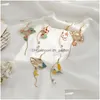 Dangle Chandelier Flower Cute Animal Dangle Earrings For Women Moon Stars Kitten Rabbit Balloon Asymmetric Earring Party Jewelry Gif Otk9X