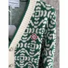 Kazabaş Kazak 23AW Tasarımcı Moda Örme Kaplama Yeni Kazabaş Tişört İşlenmiş Küçük Kokulu Stil Örtü Hardigan V-Neck Sweater Ceket Günlük Toplar