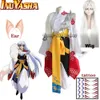 cosplay Anime Inuyasha Sesshomaru Cosplay Sier Parrucche Orecchio Kimono giapponese per donne Uomini e adulti Costume Halloween Set completocosplay