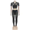 Clothing Summer See Through Elegant Solid Sheer Mesh Tops And Pants Suits Two Piece Set Club Night Party For Women Outfits