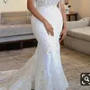 2024 New Mermaid White/Ivory Wedding Dresses Elegant V-Neck Bride Dress Sweep Train Vestido De Novia Plus African Wedding Gowns