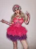 Stage Wear Robe de soirée rose Sweet Girl Anniversaire Celebrity Outfit Costume de danse Rave Festival Show Tissu