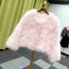 Real Fur Coat Women Fashion Fur Coats Winter Real Ostrich Fur Jackets Natural Turkey Feather Fluffy Outerwear Lady