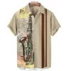 Männer Casual Hemden Mode Hawaiian One Button Musikinstrumente 3D Gedruckt Kurzhülse Strand Blusen Tops Camicias276c