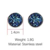 Boucles d'oreilles à clous, 10 pièces/lot, vert bleu foncé, noir, rouge, rose, gris, pierre Druzy Drusy brillante, breloque ronde en métal, cadeau pour femmes et filles