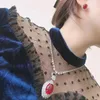 Necklace Earrings Set Lihua Luxury Egg Zircon Pendant Real Pigeon Red Gemstone Color Jewel Open Ring Women