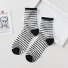 Women Socks Summer Black White Thin Transparent Striped Plaid Cute Sock Ins Personalized Korean Women's