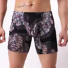 Underbyxor Mäns shorts Boxer Tryckt manliga trosor nylon man boxare sexiga underkläder långa slitsträckta sportkläder