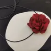 Kedjor vintage elegant stor rosblomma hänge choker halsband för kvinnor handgjorda väv justerbara kedjefestsmycken gåvor