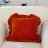 Pillow Home Decor Cover Decorative Couch Case Vintage Art French Emerald Orange Shiny Luxury Velvet Sofa Chair Coussin