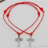 Ship 100pcs Cross String Lucky Red wax Cord Adjustable Bracelet NEW309W